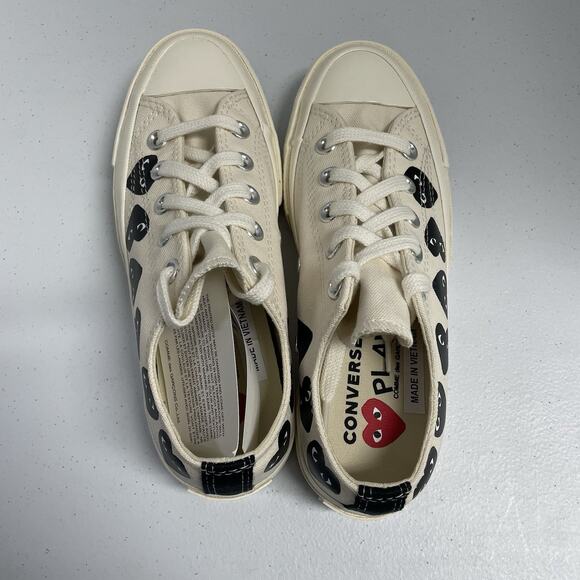 Converse Chuck 70 Low Heart Milk Black Comme des Garçons PLAY A08150C Size 3 Men - Picture 3 of 6